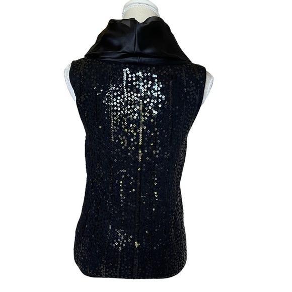 Lafayette 148 New York Sequined Embellished Cowl Neck Sleeveless Top Size L Wool - Picture 4 of 9